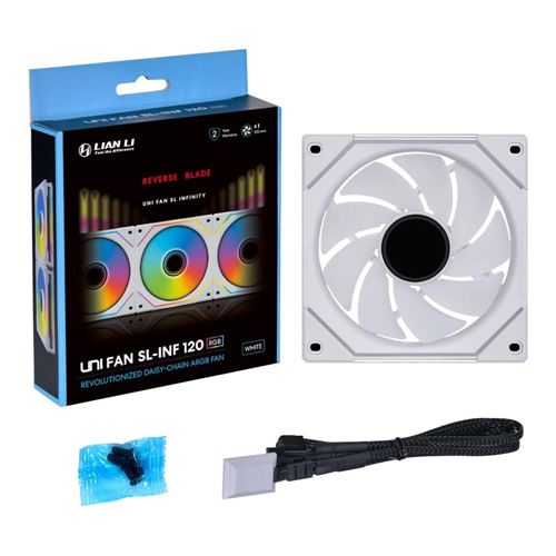Lian Li UNI FAN SL-INF FLEX Reverse Blade 120mm Fluid Dynamic Case Fan - White — vista 4