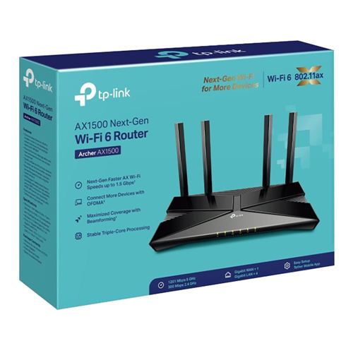 TP-LINK Archer AX1500 Wifi 6 Smart WiFi Router
 4 Gigabit LAN Ports;  Dual Band AX Router; — vista 4