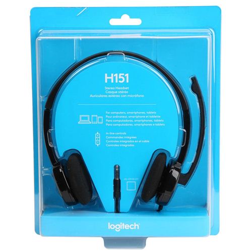 Logitech H151 Wired Stereo Headset - Black
 Noise Cancelling Boom Microphone;  In-line Con — vista 4