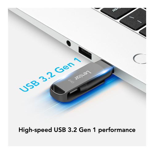 Lexar 64GB JumpDrive Dual Drive D400 USB 3.2 Gen 1 Flash Drive (USB-C / USB-A) — vista 4