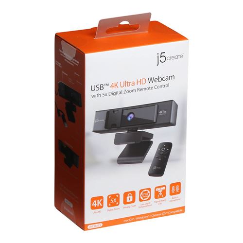 j5create JVCU435 4K ULTRA HD Webcam with 5x Digital Zoom Remote Control macOS / Windows /  — vista 5
