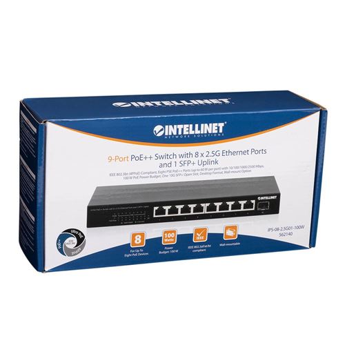 Intellinet 9-Port PoE++ Switch with 8 x 2.5G Ethernet Ports and SFP+ Uplink — vista 5