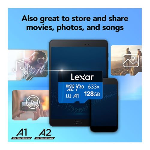 Lexar 128GB BLUE Series 633x microSDHC/microSDXC UHS-I Class 10 U3 V30 Flash Memory Card w — vista 5