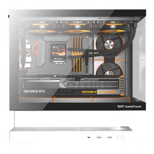 darkFlash FLOATRON F1 Tempered Glass microATX Mid-Tower Computer Case - Black/White — vista 5