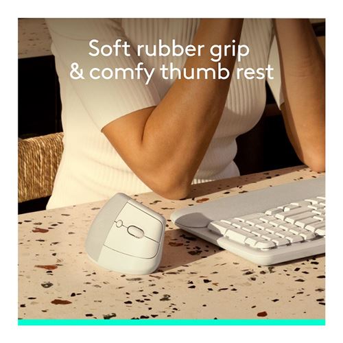 Logitech Lift Vertical Ergonomic Wireless Mouse - Off White — vista 5