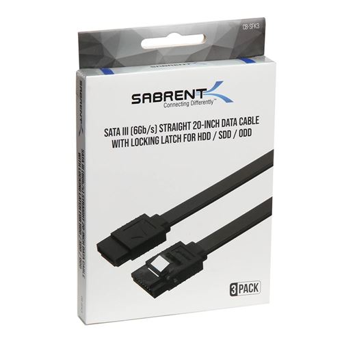 Sabrent SATA III (6 Gbit/s) Straight Data Cable with Locking Latch for HDD/SSD/CD and DVD  — vista 5