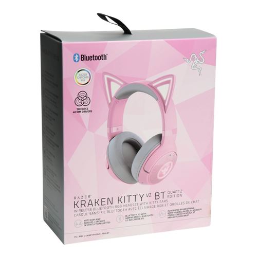 Razer Kraken Kitty V2 BT Wireless Bluetooth RGB Headset with Kitty Ears - Quartz — vista 5