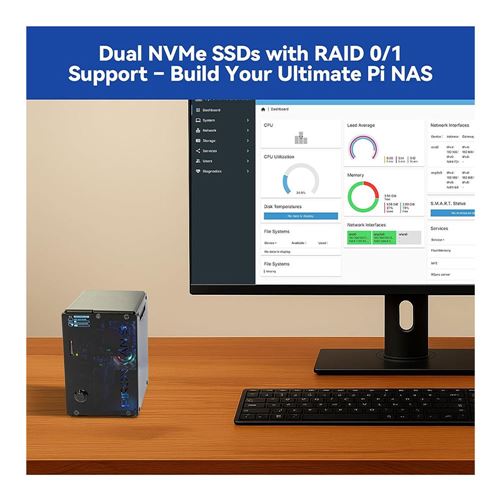 SunFounder Pironman 5-MAX Dual NVMe M.2 SSD PCIe PC Case for Raspberry Pi 5 — vista 5