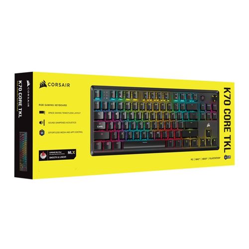 Corsair K70 CORE TKL RGB Wired Mechanical Gaming Keyboard
 CORSAIR MLX Red v2 Linear Switc — vista 5