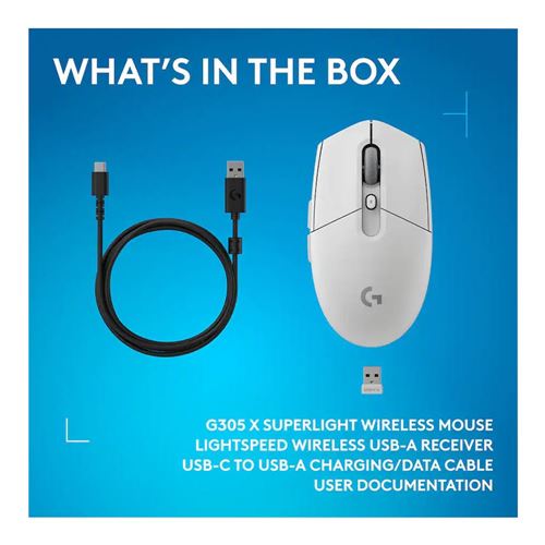 Logitech G G305 X SUPERLIGHT LIGHTSPEED Wireless Gaming Mouse - White — vista 5
