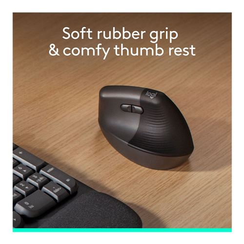 Logitech Lift Vertical Ergonomic Wireless Mouse - Black — vista 5