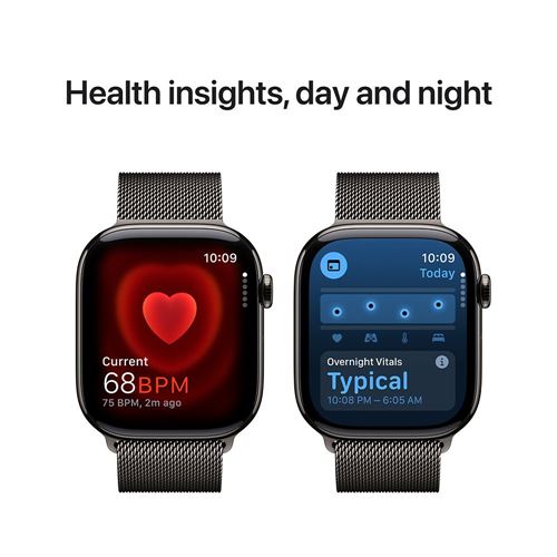 Apple Watch Series 10 GPS + Cellular 46mm - Caja de Titanio Slate - Correa Milanese Loop Slate - MWY — vista 5