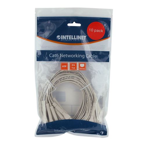 Intellinet Cat6 Stranded U/UTP FlexiBoot Slim Network Ethernet Cable, 3 Ft. 10-Pack-White — vista 5