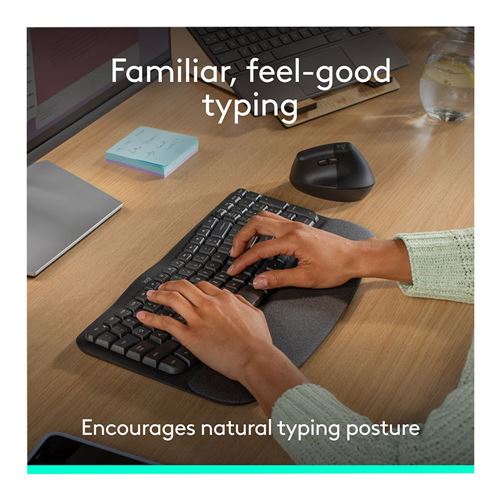 Logitech Wave Keys Ergonomic Wireless Keyboard - Graphite — vista 6