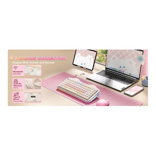 Yunzii C75 Cake Meow Wireless Mechanical Keyboard - Beige — vista 6