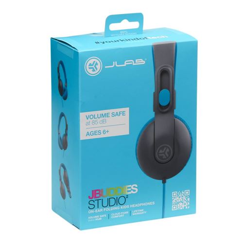 JLab JBuddies Studio 2 On-Ear Kids Wired Headphones - Graphite/Blue — vista 6