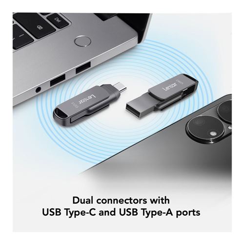 Lexar 64GB JumpDrive Dual Drive D400 USB 3.2 Gen 1 Flash Drive (USB-C / USB-A) — vista 6