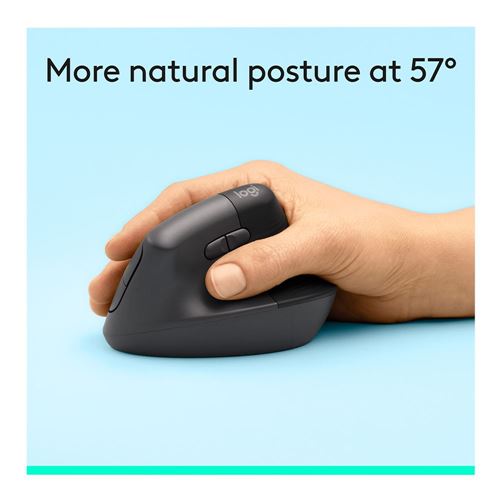 Logitech Lift Vertical Ergonomic Wireless Mouse - Black — vista 6