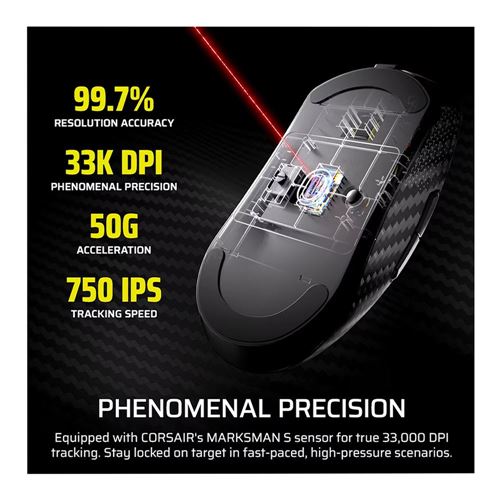 Corsair SABRE v2 PRO CARBON FIBER WIRELESS Gaming Mouse – Black — vista 6