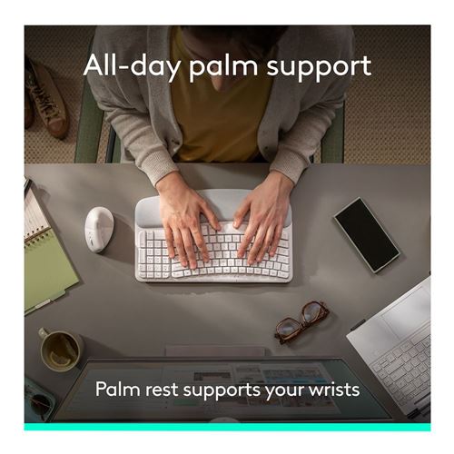 Logitech Wave Keys Ergonomic Wireless Keyboard - Off-White — vista 6