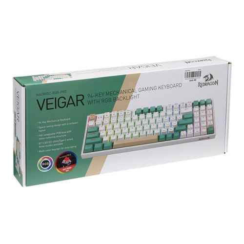 Redragon MCK643 Wireless 90% RGB Backlit Hot-Swappable Mechanical Gaming Keyboard - Red Sw — vista 6