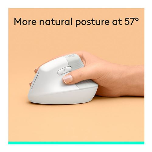 Logitech Lift Vertical Ergonomic Wireless Mouse - Off White — vista 6