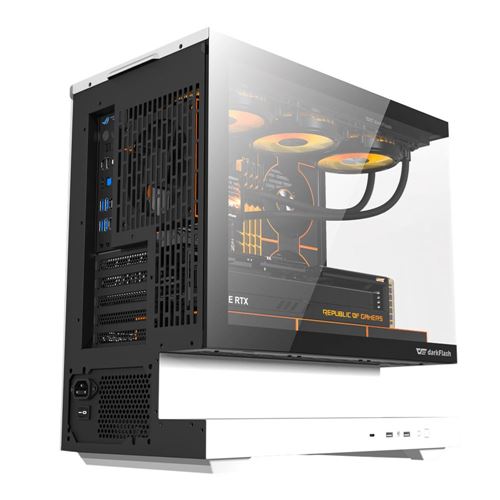 darkFlash FLOATRON F1 Tempered Glass microATX Mid-Tower Computer Case - Black/White — vista 6