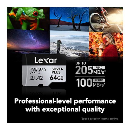 Lexar 64GB Professional SILVER PLUS UHS-I microSDXC Class 10 U3 V30 Flash Memory Card with — vista 6