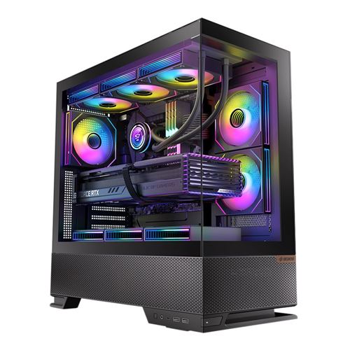 Okinos Aqua 6 infinity Tempered Glass ATX Mid-Tower Computer Case - Black — vista 7