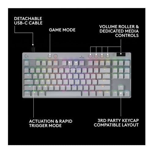 Logitech G Pro X TKL Rapid Wired Gaming Keyboard - White — vista 7
