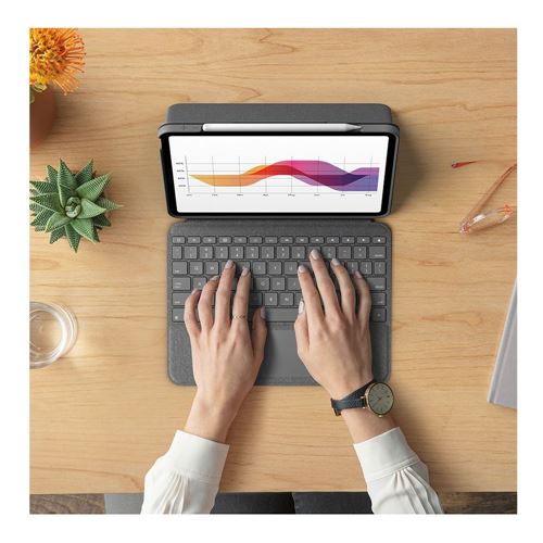 Logitech Folio Touch Keyboard Case (Gray) for iPad Air 11-inch (M2), iPad Air (4th & 5th g — vista 7