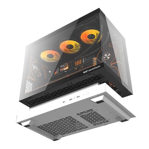 darkFlash FLOATRON F1 Tempered Glass microATX Mid-Tower Computer Case - Black/White — vista 7