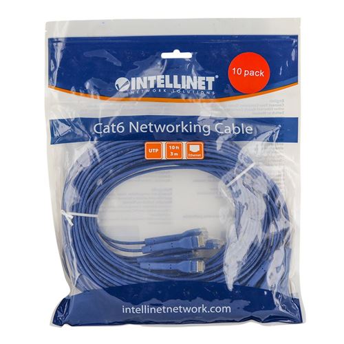 Intellinet Cat6 Stranded U/UTP FlexiBoot Slim Network Ethernet Cable 10ft. 10-Pack-Blue — vista 7