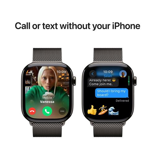 Apple Watch Series 10 GPS + Cellular 46mm - Caja de Titanio Slate - Correa Milanese Loop Slate - MWY — vista 7