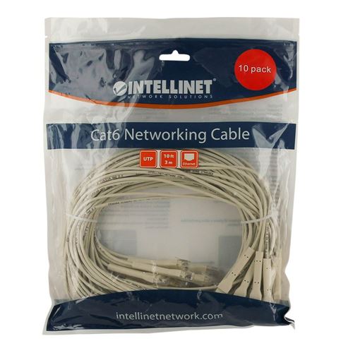 Intellinet Cat6 Stranded U/UTP FlexiBoot Slim Network Ethernet Cable 10Ft. 10-Pack-White — vista 8