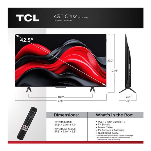 TCL 43Q651G 42.5" Class (43" Diag.) 4K Ultra HD Smart QLED TV — vista 8