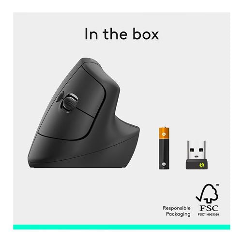 Logitech Lift Vertical Ergonomic Wireless Mouse - Black — vista 8
