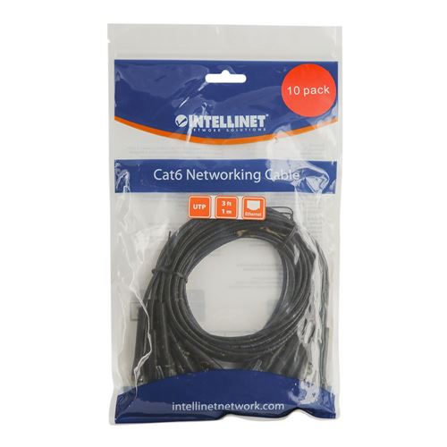 Intellinet Cat6 Stranded U/UTP FlexiBoot Slim Network Ethernet Cable 3ft.  10-Pack-Black — vista 8