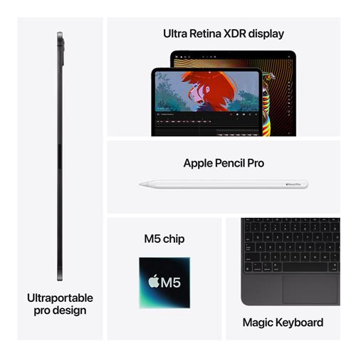 Tablet Apple iPad Pro 13" - M5 - Wi-Fi + Cellular - 256GB - (2025) - Space Black - ME7W4LL/A — vista 8