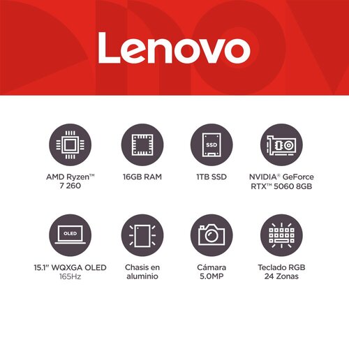 Laptop Lenovo Gamer “ Legion 5 15AHP10” AMD Ryzen 7 260 (8C / 16T, 3.8 / 5.1GHz, 8MB L2 / 16MB L3, AMD Ryzen 7 - imagen 7
