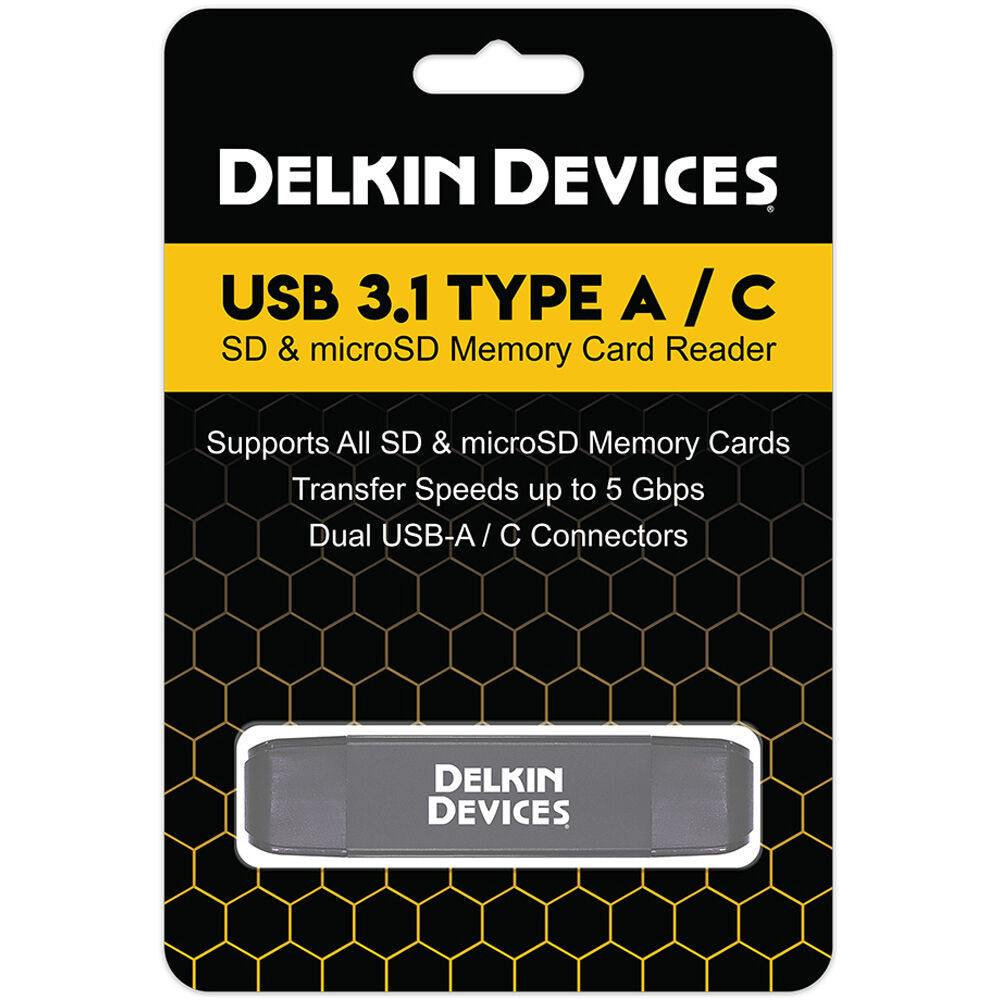 Lector de Tarjetas Delkin Devices USB 3.2 Gen 1 SD & microSD (USB-C / USB-A) - vista lateral