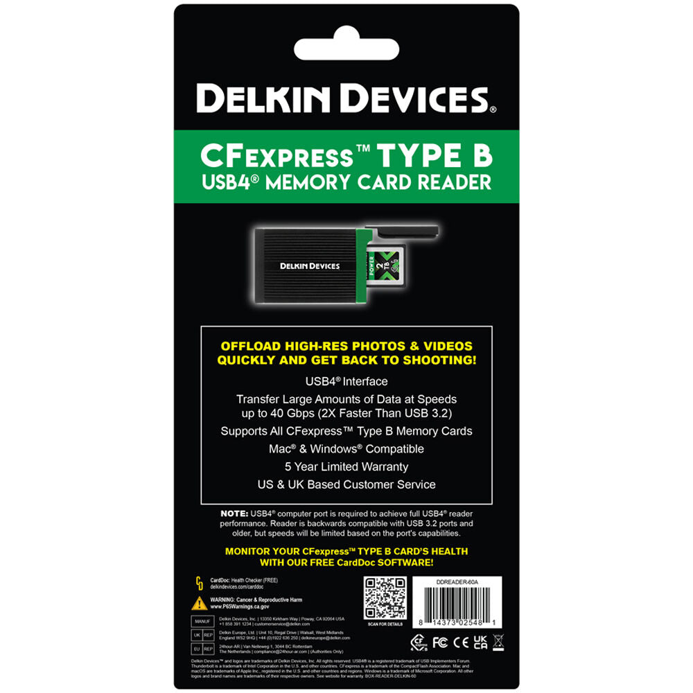 Lector de Tarjetas Delkin Devices USB4 CFexpress Type B con CFexpress Type A Adapter - detalle