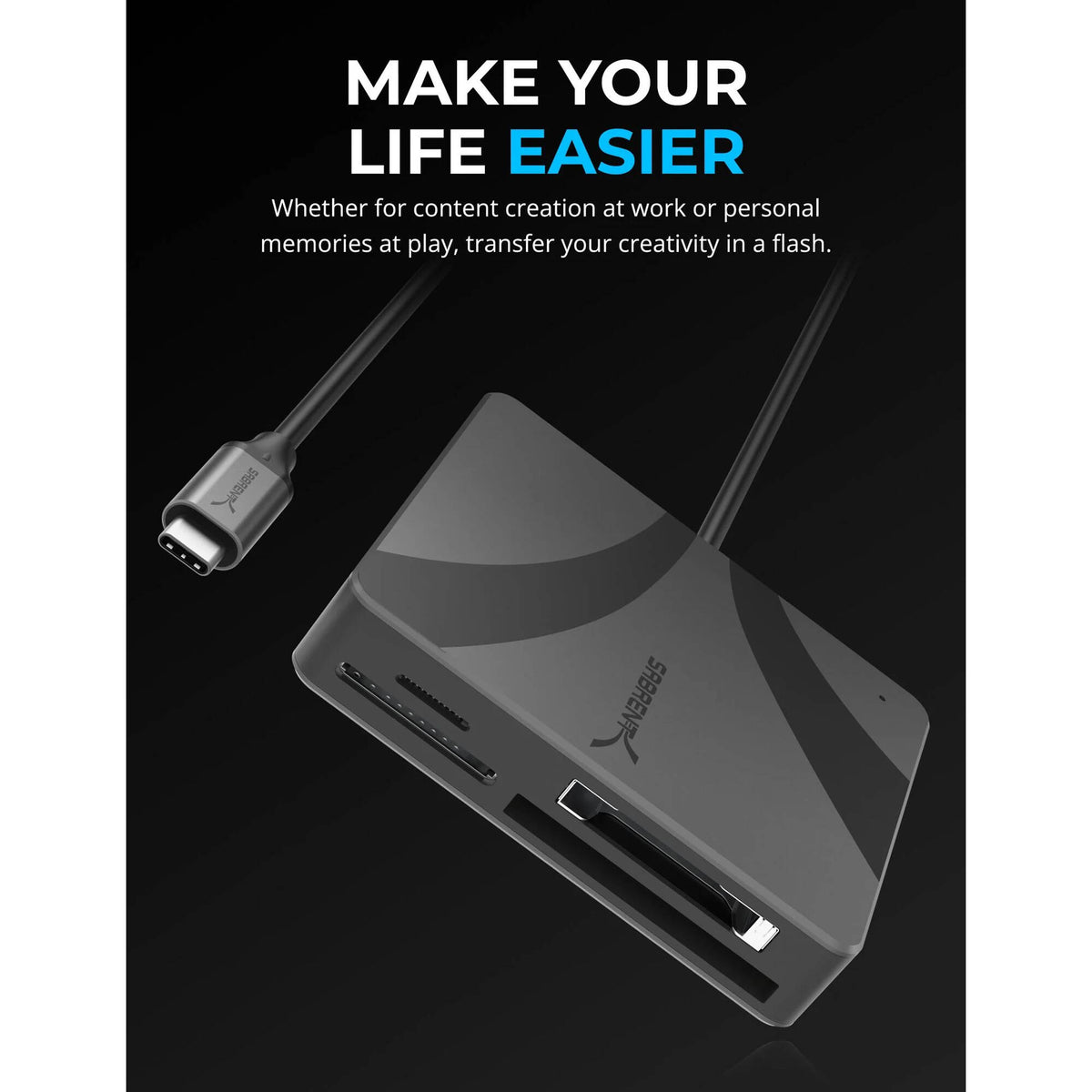 Lector de Tarjetas Sabrent USB-C Multi - vista frontal