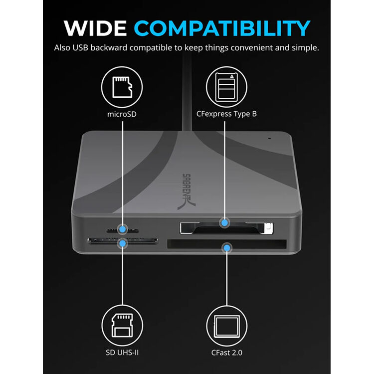 Lector de Tarjetas Sabrent USB-C Multi - vista lateral