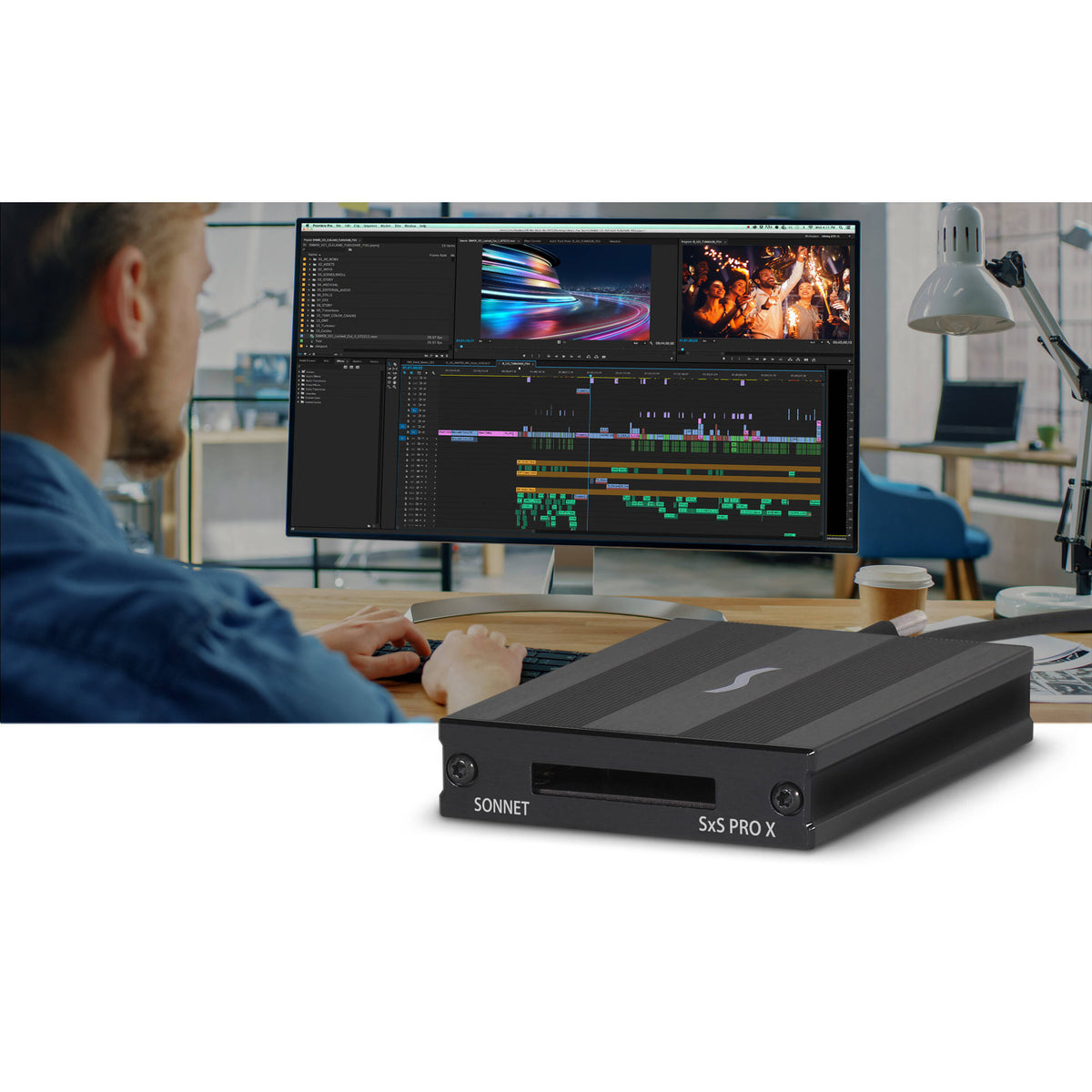 Lector de Tarjetas Sonnet SxS PRO X Thunderbolt 3 Single-ranuras - puertos y conexiones