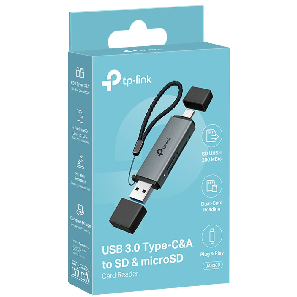 Lector de Tarjetas TP-Link UA430D SD & microSD (USB-C / USB-A) - vista trasera
