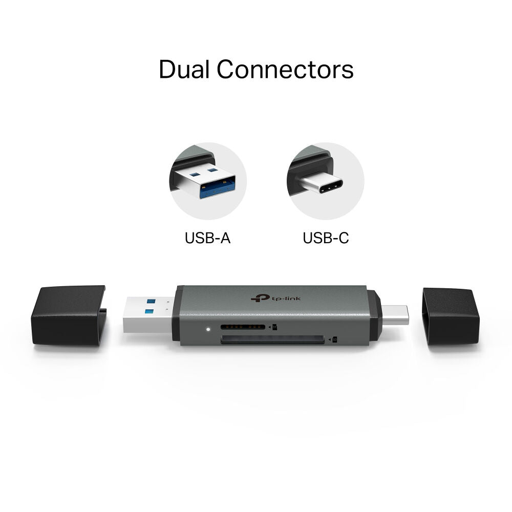 Lector de Tarjetas TP-Link UA430D SD & microSD (USB-C / USB-A) - vista lateral
