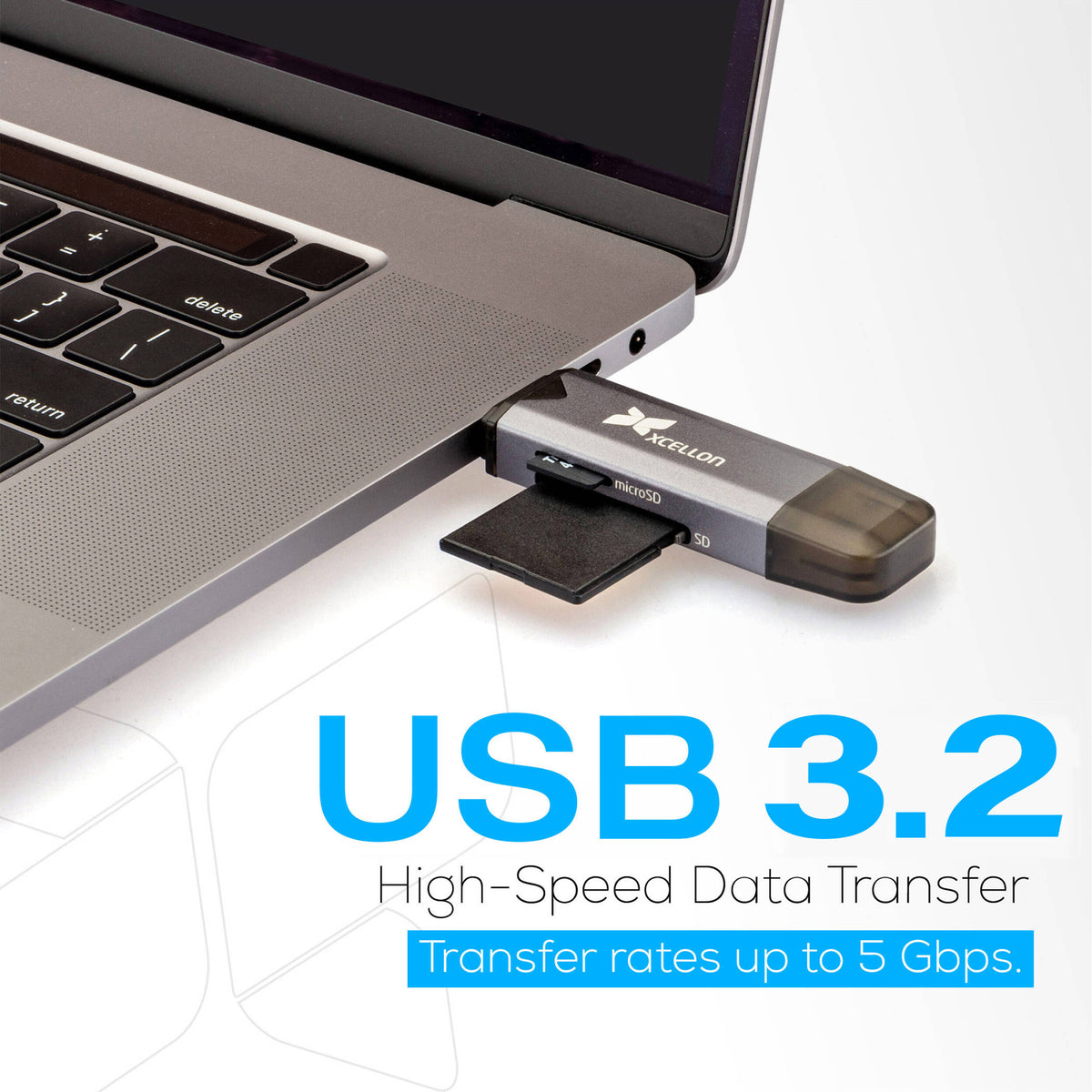 Lector de Tarjetas Xcellon Dual USB 3.2 Gen 1 - vista lateral