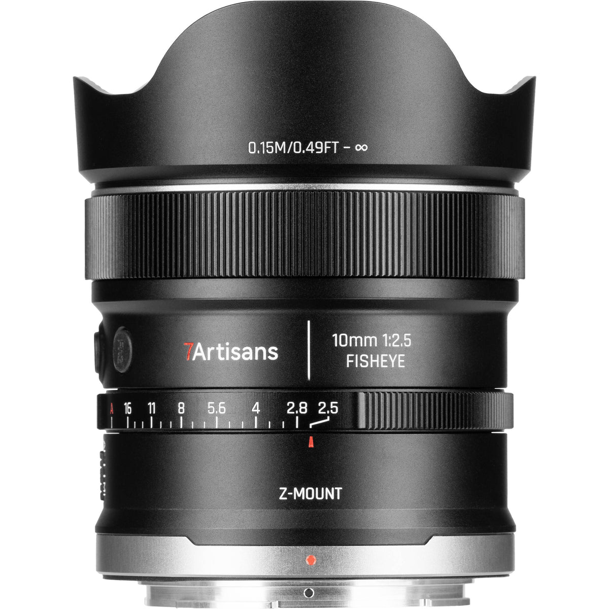 Lente 7Artisans 10mm f/2.5 AF MAX Fisheye - vista trasera