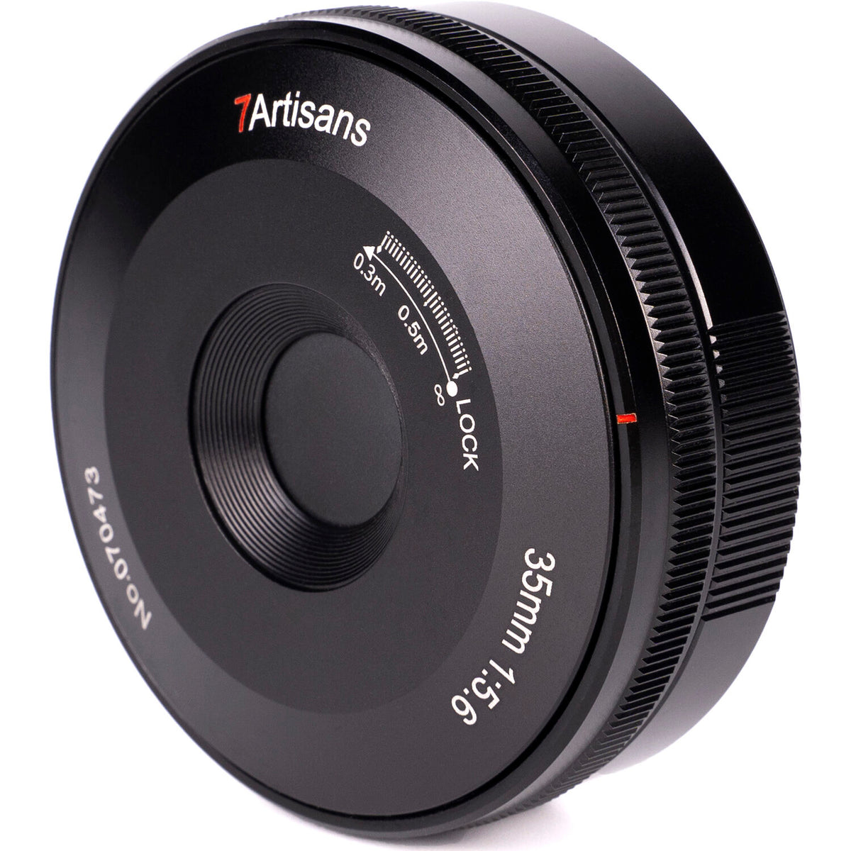 Lente 7Artisans 35mm f/5.6 Pancake (Negro) - vista lateral